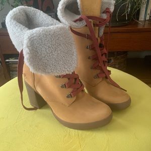 Timberland heeled boots- never worn!